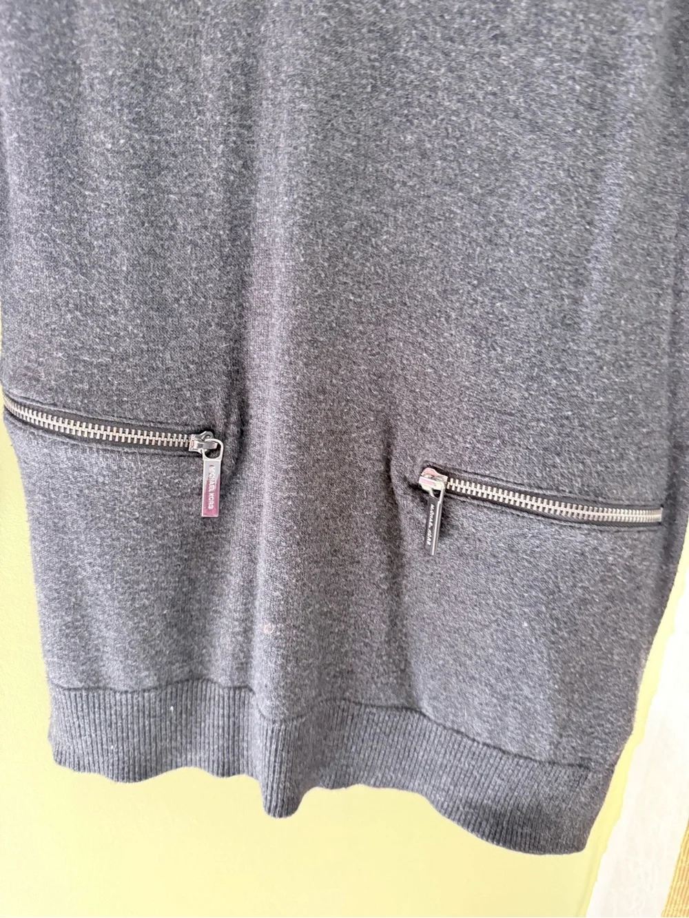 Michael Kors Heather Charcoal Turtleneck Long-Sleeve Tunic with Zip Pockets
